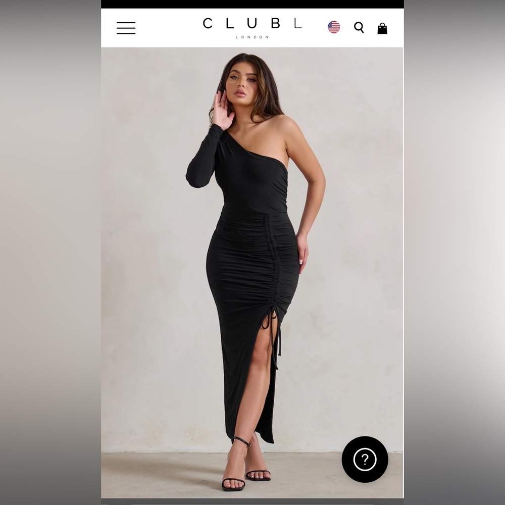 MYSTICAL 
BLACK ONE SHOULDER MAXI DRESS WITH SIDE SPLIT